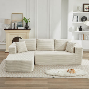English Elm 106" Plush Corduroy Cloud Sectional Sofa with Right Chaise — Deep Seat, No Assembly, Modern Comfort W1143S00026 W1143S00026