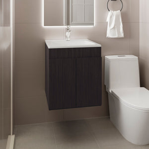 English Elm Bathroom Vanity 45 Meka Black – Compact MDF Unit with Two Drawers, Open Shelf, Modern Durable Storage B070P316864