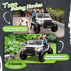 English Elm 24v Kids Electric Ride on Car with Parental Remote Rear Suspension and Bluetooth Audio White W1578P228746
