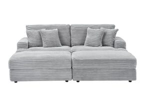 English Elm 88.58 Inch Grey Corduroy Sofa – Cloud-Like Comfort, Double Storage Legs, And 4 Stylish Pillows! W3356S00016