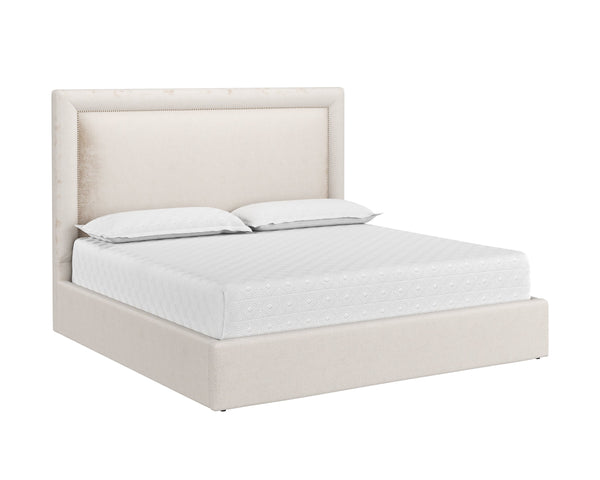 Sunpan Nylah Bed - Classic Comfort with Aged Bronze Nailhead Detail for Luxurious Relaxation and Style King
