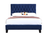 Wallace & Bay Luma Blue King Upholstered Bed - Transitional Style Navy Bed Frame, Easy Assembly, 81.5