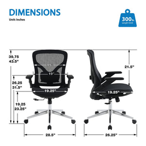 OSP Home Furnishings Matrix Ergonomic Mesh Manager Chair with 4d Arms Lumbar Support and Chrome Base EMH60949C-3