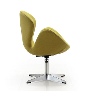 English Elm Raspberry Upholstered Swivel Lounge Chair with Adjustable Height, Polished Chrome Base & Modern Seat Design Green B365P397961