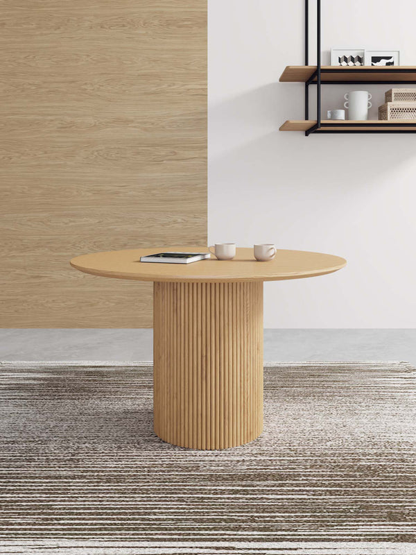 English Elm Hathaway 47" Round Dining Table - Elegant Natural Solid Wood For Cozy Spaces & Modern Aesthetic B365S00095