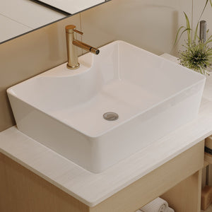 English Elm 31.5 Inch Wall Mounted Bathroom Vanity with Ceramic Vessel Sink and Soft Close Storage W3136S00079