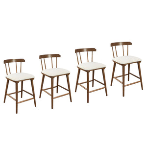 English Elm Christopher Knight Home® - Olivia Classic Windsor-Style Wooden Counter Stools, Set Of 4 In Walnut Finish & Soft Beige Upholstery N775P346246W-S4