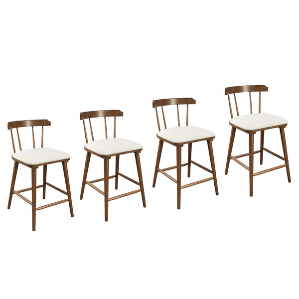 English Elm Christopher Knight Home® - Olivia Classic Windsor-Style Wooden Counter Stools, Set Of 4 In Walnut Finish & Soft Beige Upholstery N775P346246W-S4