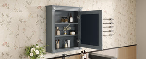 English Elm 24'' 24'' Wall Mounted Bathroom Mirror Cabinet with Adjustable Shelves, Space-Saving Modern Storage Solution Grey N710P195492E
