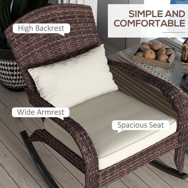English Elm Outsunny Outdoor Wicker Adirondack Rocking Chair With Cushions - Stylish And Durable For Relaxation W2225P174010-GIGA