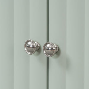 English Elm U_STYLE Four-Door Sideboard with Wavy Panel Doors, Cylindrical Wood Legs, Sleek Metal Handles, 67" länge Light Green N711P186790C