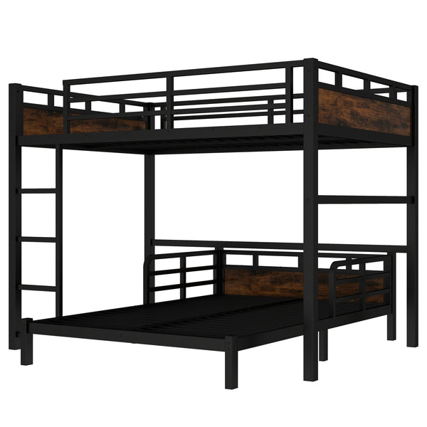 English Elm Full Xl Metal Bunk Bed - Versatile Loft & Platform Configuration With Vintage Wood Accents & Safety W1580S00228