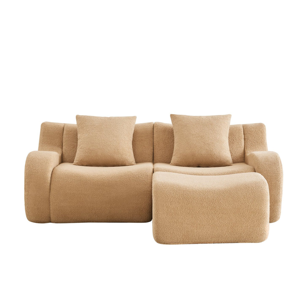 English Elm L-Shaped Teddy Fabric 2-Seat Sofa - No Assembly, Ergonomic Design, High-Density Comfort For Any Space W714S01429
