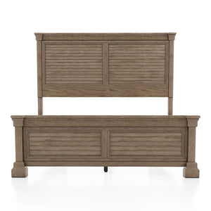 English Elm Transitional Eastern King Bed Shutter Panel Headboard Weathered Gray Elm Wood Frame B2741S00929