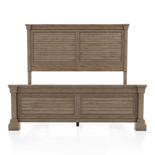 English Elm Transitional Eastern King Bed Shutter Panel Headboard Weathered Gray Elm Wood Frame B2741S00929
