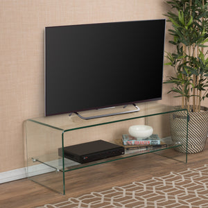 English Elm Christopher Knight Home® - TV Glass Stand Clear Tempered Glass TV Stand with Open Back Shelf for Electronics, Modern 43.5" 57614.00