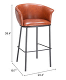 Garston Barstool Brown 110178 Zuo Modern