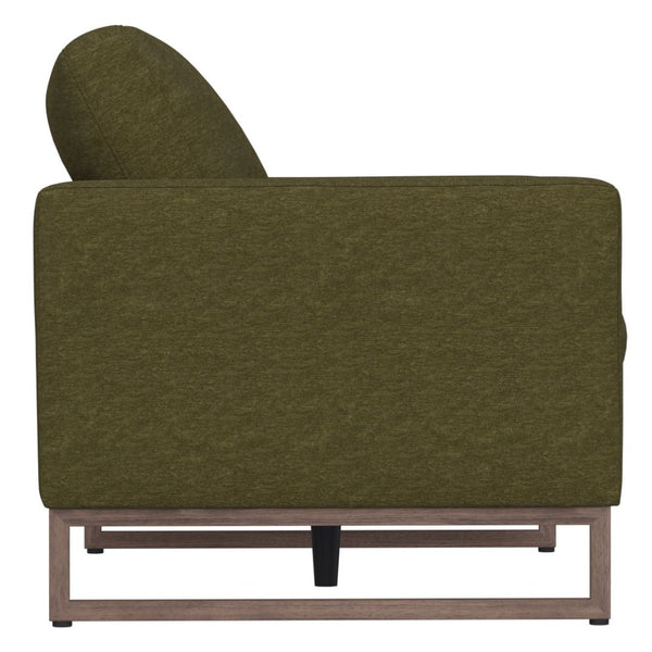 English Elm Green Olive Upholstered Loveseat with Black Metal Frame for Modern Living Rooms B361P486925