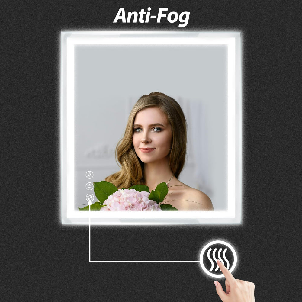 English Elm 24 LED Bathroom Mirror 24x32 Silver Front & Backlit Anti-Fog Dimmable 3-Color Memory Tempered T3210P376528