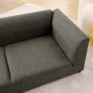 English Elm Comfortable Linen Upholstered Pet Sofa with Backrest and Armrests for Large Dogs Dark Gray W487P430320