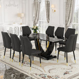 Black Marble Pattern Glass Dining Set - 71