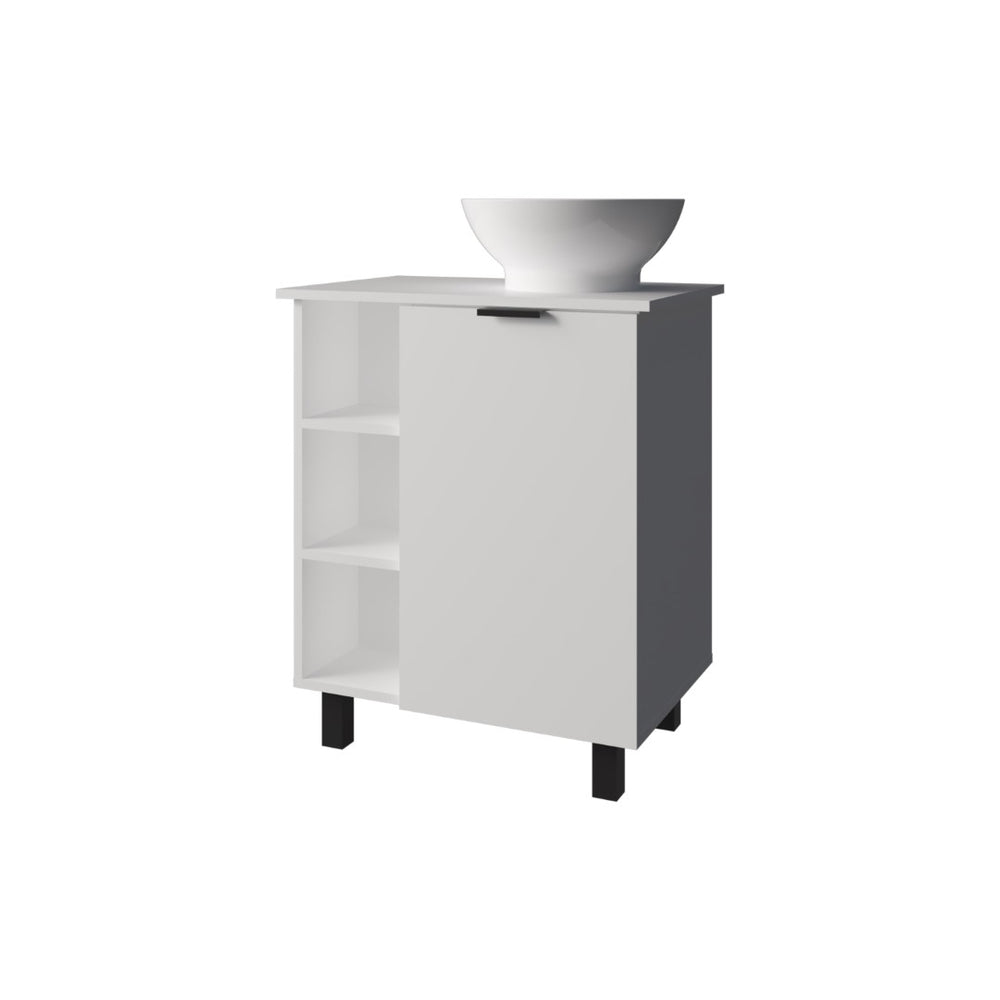 English Elm White Compact Bathroom Vanity With 8 Shelves, Classic Design For Smart Storage & Easy Access B062P355667-GIGA