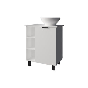 English Elm White Compact Bathroom Vanity With 8 Shelves, Classic Design For Smart Storage & Easy Access B062P355667-GIGA