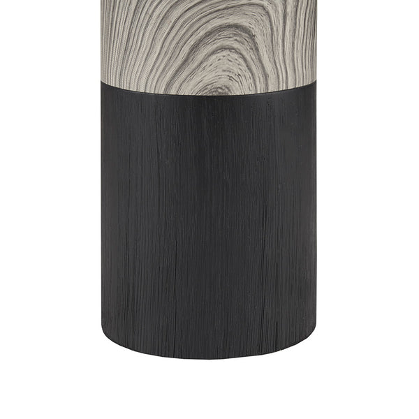 JLA Home 510 Design - Textured Ceramic Table Lamp with Two-Tone Wood-Grain Base and Drum Shade for Warm Ambient Glow 5DS153-0037