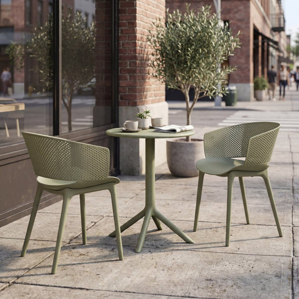 English Elm Gerald Outdoor Stackable Dining Chairs Uv Resistant Molded Plastic Patio Set of 2 Sage Green N776P390476G