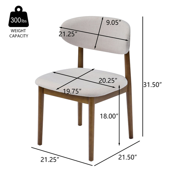 English Elm Christopher Knight Home® - Modern Walnut Side Chair Set Of 4 - Beige Upholstery, Ergonomic Comfort & Stylish Mid-Century Design N768P331579W_4