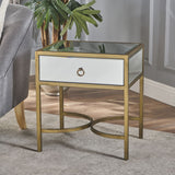 Christopher Knight Home® - Noble House - Siryen Modern Mirror Finished Side Table with Gold Iron Accents