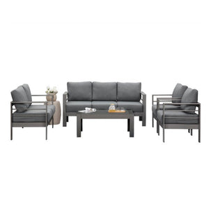English Elm 5-piece Rust-proof Aluminum Outdoor Sectional Set with Wpc Table for Patio Hosting B082S00088