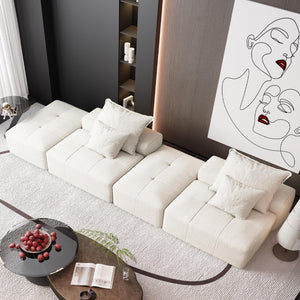 English Elm Modern Oversized Modular Sectional Sofa With Ottomans & Pillows - No Assembly, Soft Chenille Comfort W1885S00061