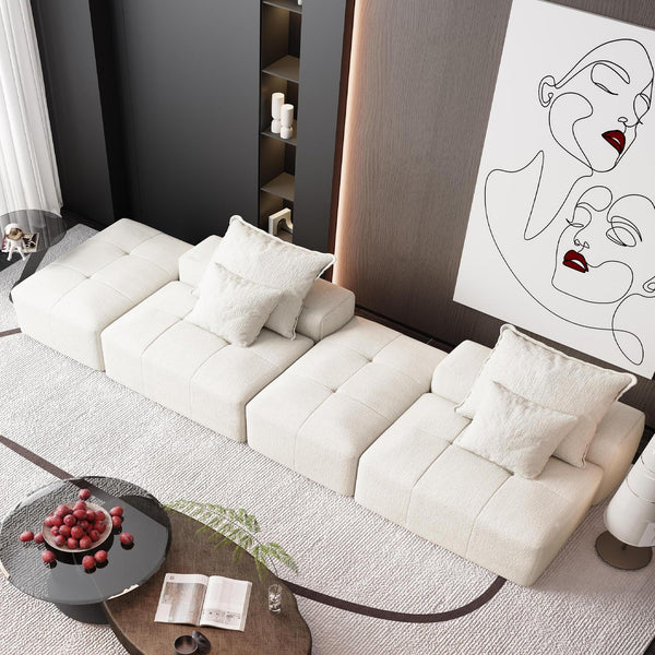 English Elm Modern Oversized Modular Sectional Sofa With Ottomans & Pillows - No Assembly, Soft Chenille Comfort W1885S00061