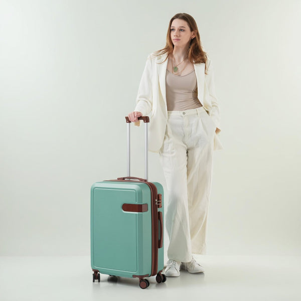 English Elm 4 Piece Hard Shell Abs Luggage Set with Spinner Wheels Tsa Lock and Packing Cubes Light Green N732P197378F