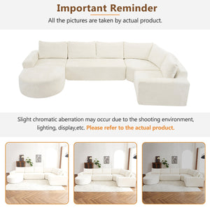 English Elm 139" Oversized Modular Sofa Cloud Sectional with Deep 22.8" Seat Pocket Springs Chenille Comfort for Living Room Beige N719S001730A