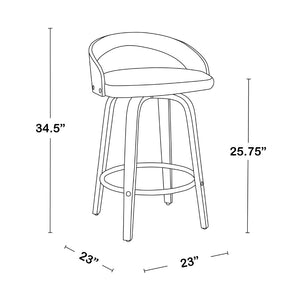 English Elm Fixed-height Swivel Counterstools with Faux Leather Seats and Chrome Footrest Set of 2 B202S01832