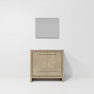 English Elm Rustic Acacia Bath Vanity With White Quartz Top, Soft-Close Storage, And Matching Mirror Included B2731S01390-GIGA