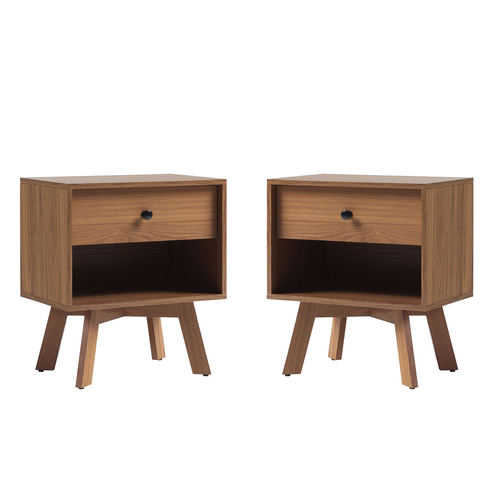 MCM 20" 1 Drawer Nightstand - Set of 2 Mocha FRAB4CMO-2PK Walker Edison