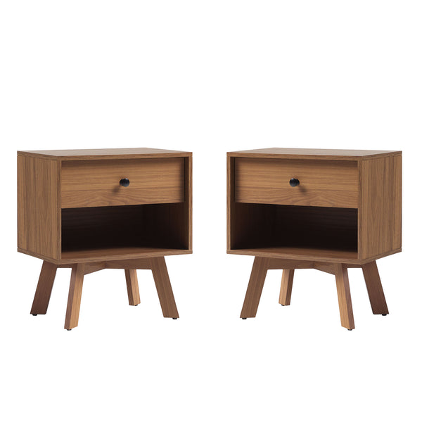 MCM 20" 1 Drawer Nightstand - Set of 2 Mocha FRAB4CMO-2PK Walker Edison