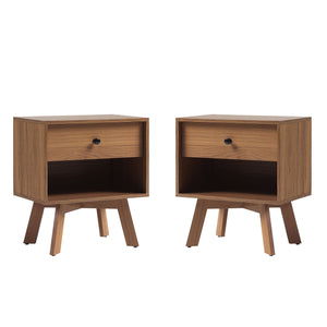 MCM 20" 1 Drawer Nightstand - Set of 2 Mocha FRAB4CMO-2PK Walker Edison