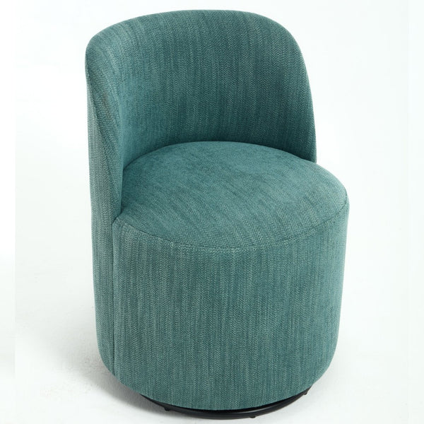 English Elm Set Swivel Barrel Accent Chair Armless Linen Upholstered Compact Seat for Dining Vanity Bedroom Dark Green W3244P454059