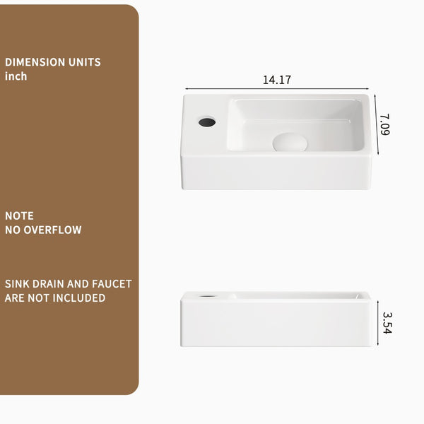 English Elm Wall-mounted Porcelain Basin Complete Faucet Set for Powder Room or Small Bathroom Milk White W3402P402911