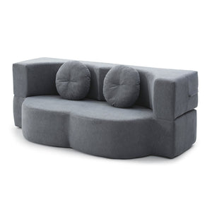 English Elm 2-in-1 Folding Floor Sofa Foam Sleeper Twin Futon Couch for Compact Living Spaces Grey W1117P419833