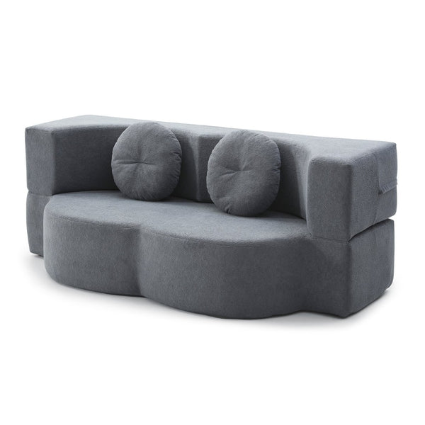 English Elm 2-in-1 Folding Floor Sofa Foam Sleeper Twin Futon Couch for Compact Living Spaces Grey W1117P419833