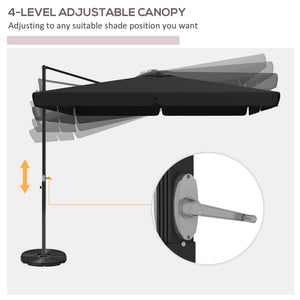 English Elm Outsunny 10' Square Cantilever Patio Umbrella With Adjustable Tilt, Crank Lift & Durable Aluminum Frame W2225P174272-GIGA