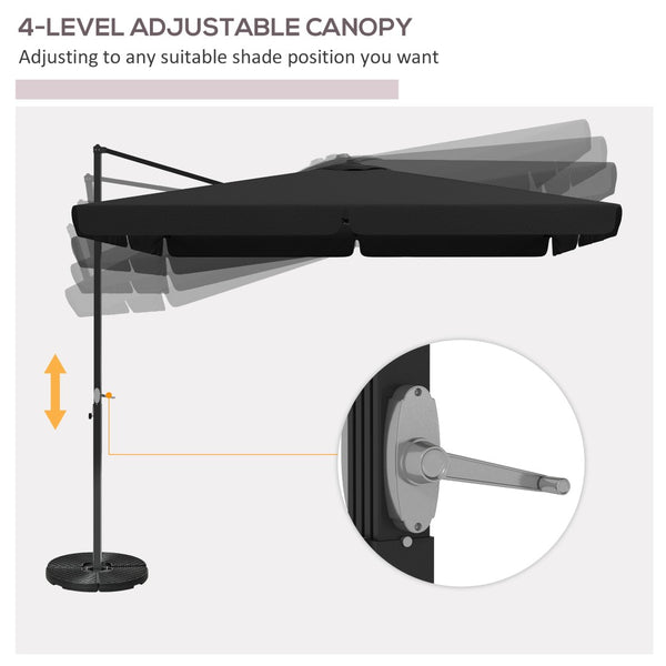 English Elm Outsunny 10' Square Cantilever Patio Umbrella With Adjustable Tilt, Crank Lift & Durable Aluminum Frame W2225P174272-GIGA