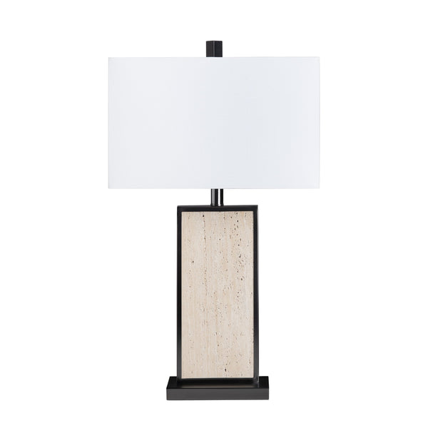 Crestview Collection 27.5"H Stonehurst Marble & Metal Table Lamp - Elegant Shade, Versatile 3-way Lighting, Modern Design   Cvamb0096