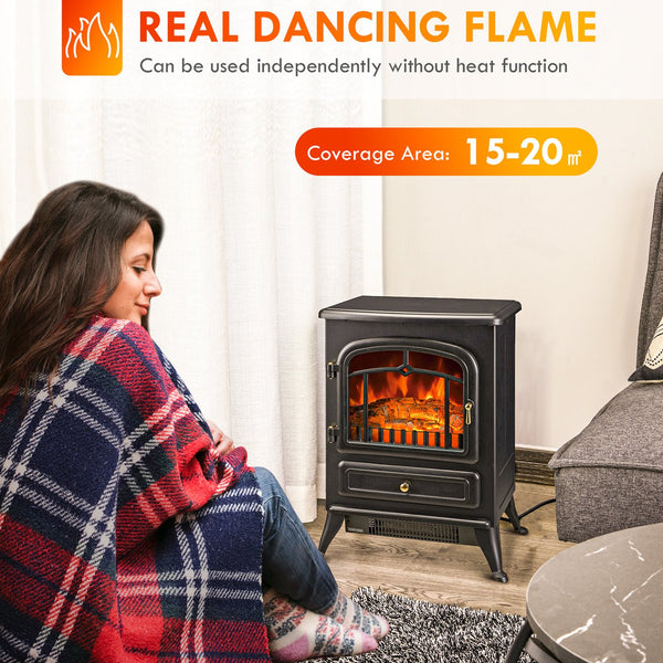 English Elm Homcom 22" Electric Fireplace Heater With Realistic Led Flames, Two Heat Settings & Safety Features W2225P249852