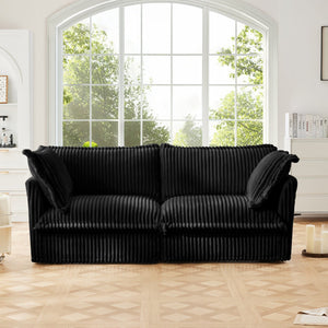 English Elm Modern Slipcovered 2-Seat Sofa In Black Corduroy – Comfy, Removable Covers, Perfect For Small Spaces! W3041S00094